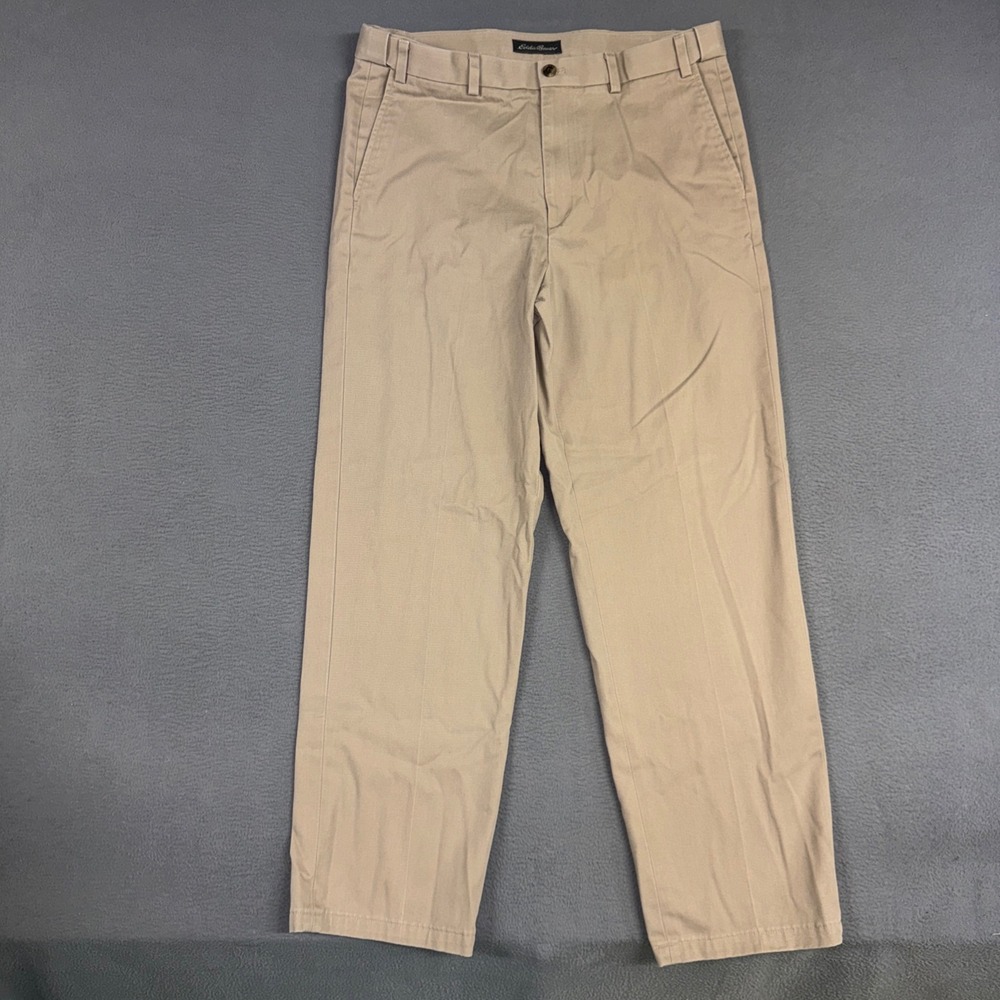 Eddie Bauer Pants Mens 36x34 Brown Wrinkle Free Relaxed Fit Cotton Chino Khakis